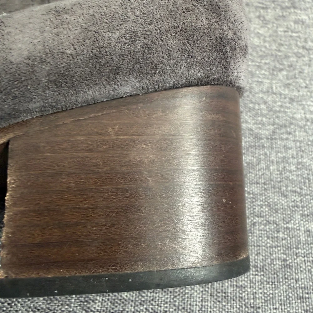 Rag & Bone Grey Suede Wesley Booties 10.5 Zipper Block Heel Almond Toe Neutral